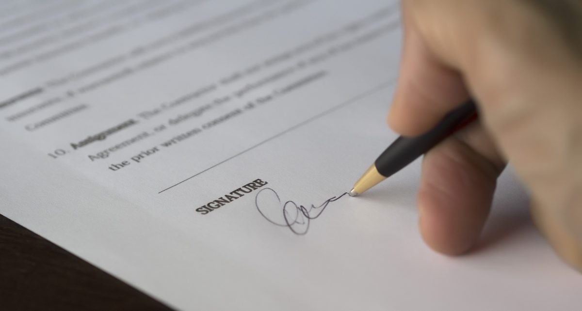 Signing a contract